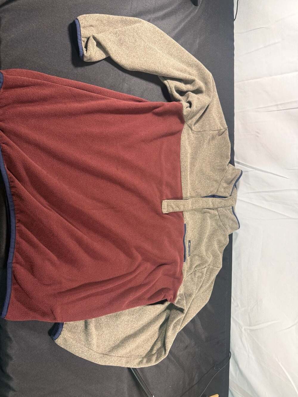 Columbia Fleece Pullover Size L Gray Maroon Half Snap Flattop Ridge